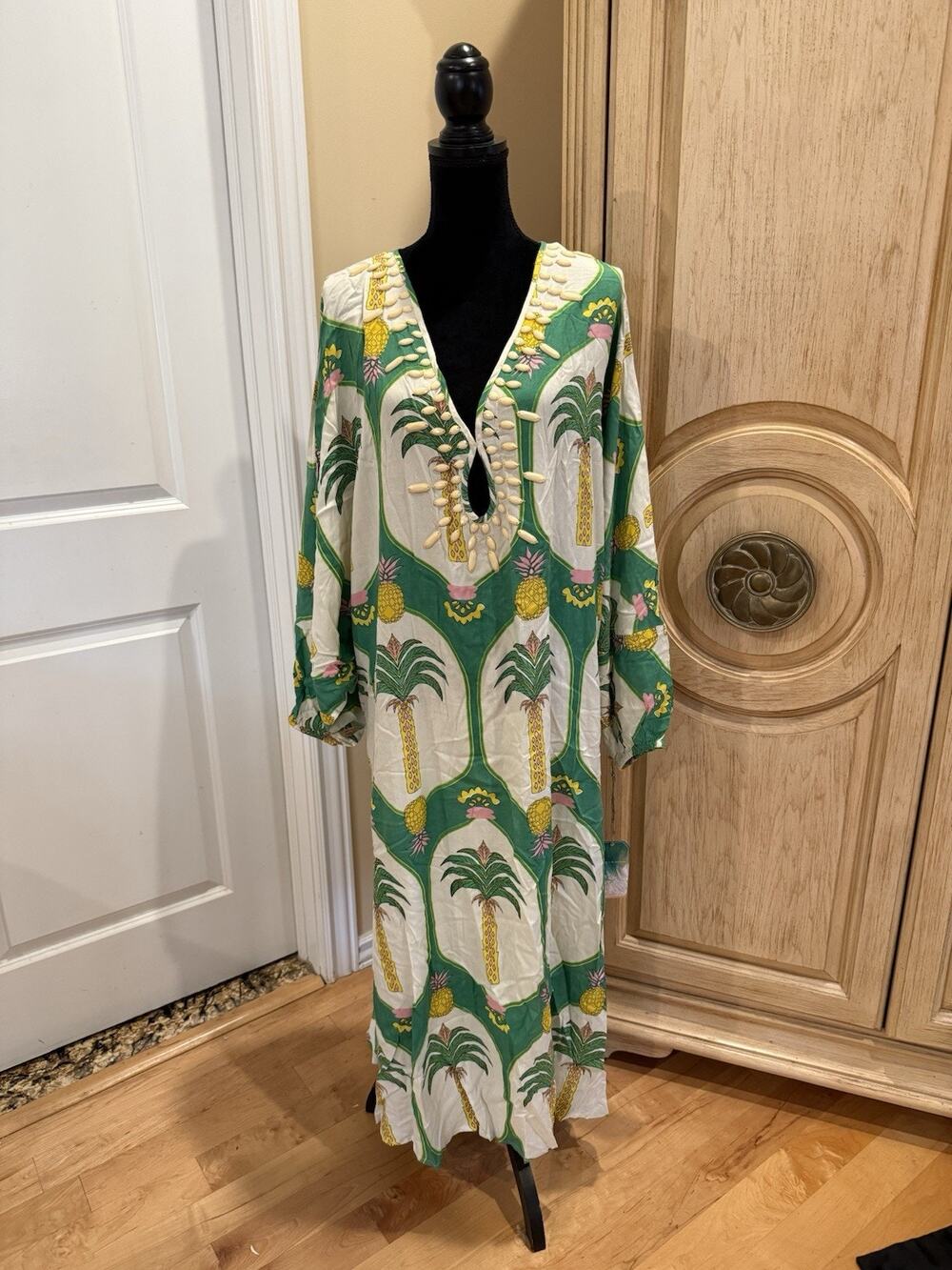 True destinations palm tree embellished maxi cover-up dress women’s size XLNWT
